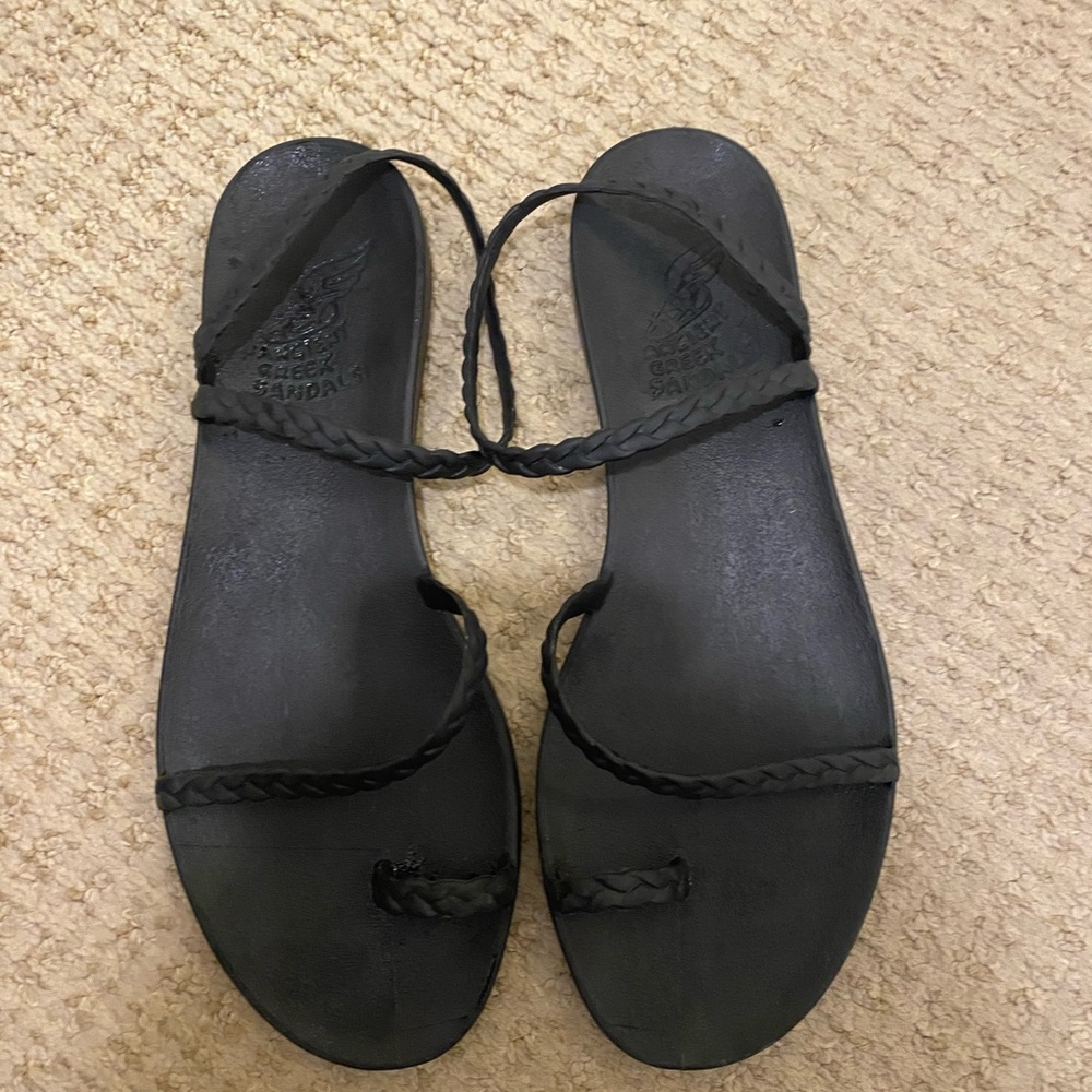 Ancient Greek Eleftheria Black Braided Jelly Sandals